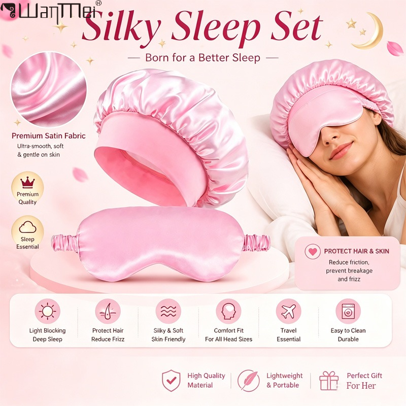 Hair Care Set - ﻿ Satin Bonnet Sleep Eye Mask