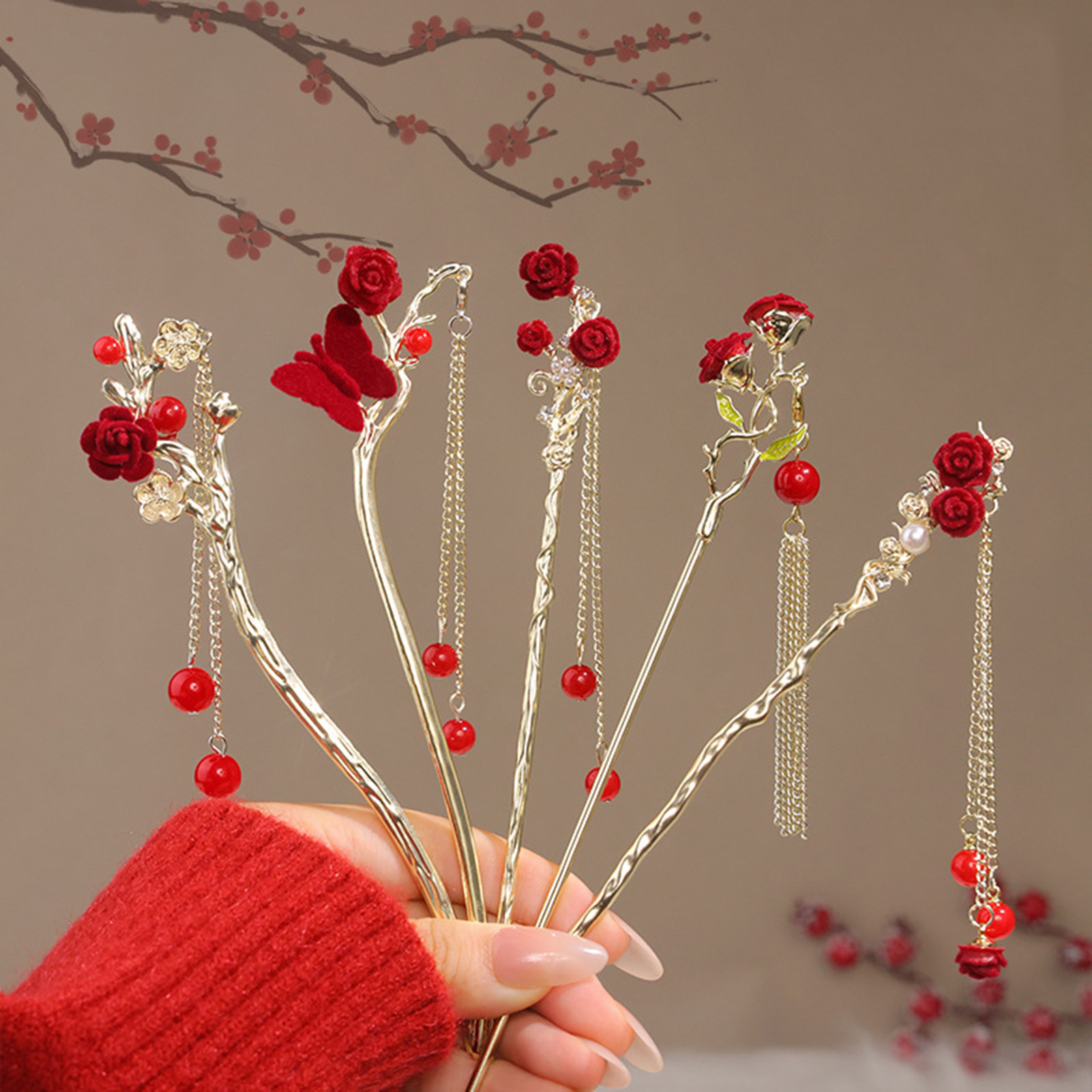 Chinese Style Rose Flower Hair - огляд і ціна Hair Care Japanese