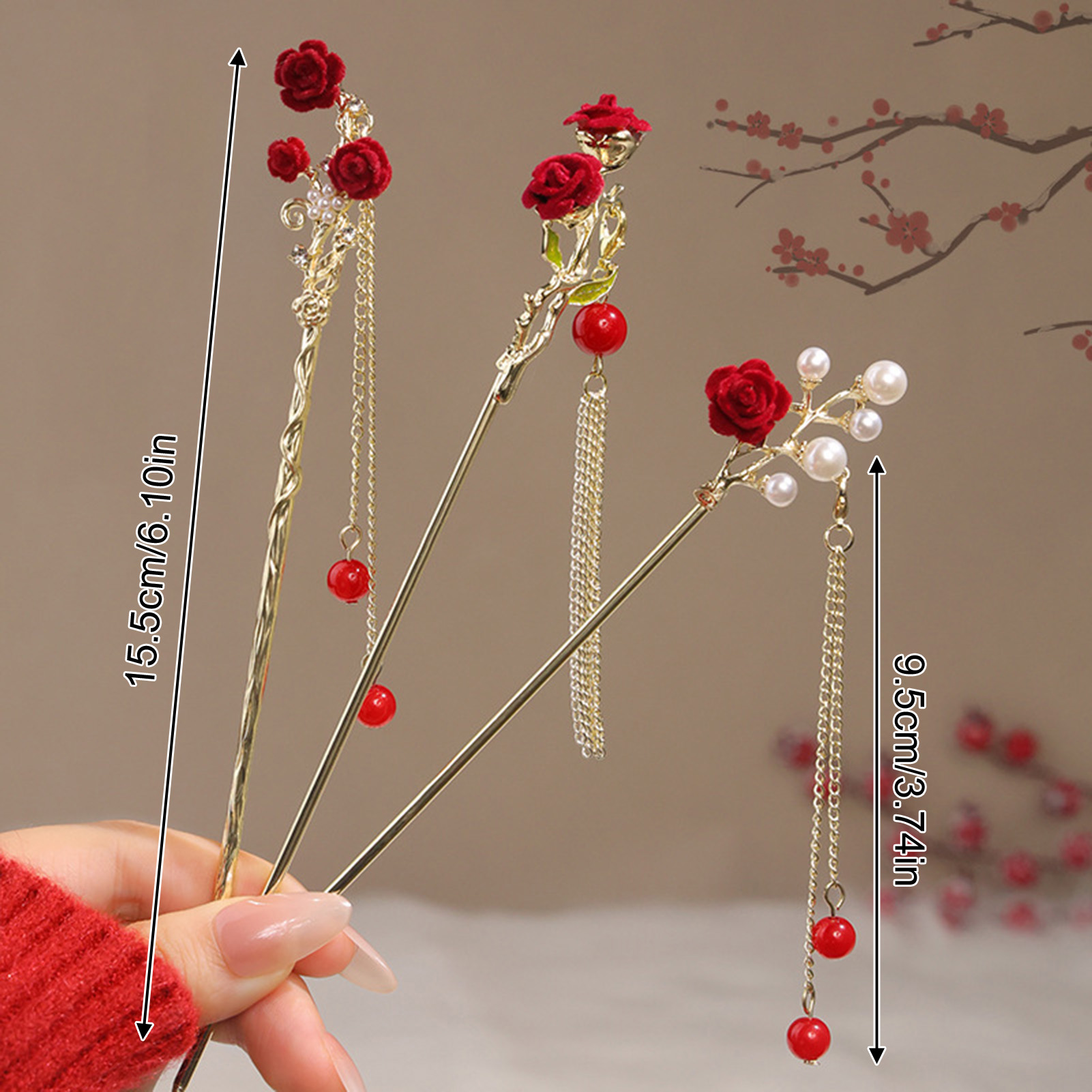 Chinese Style Rose Flower Hair - огляд і ціна Hair Care Japanese